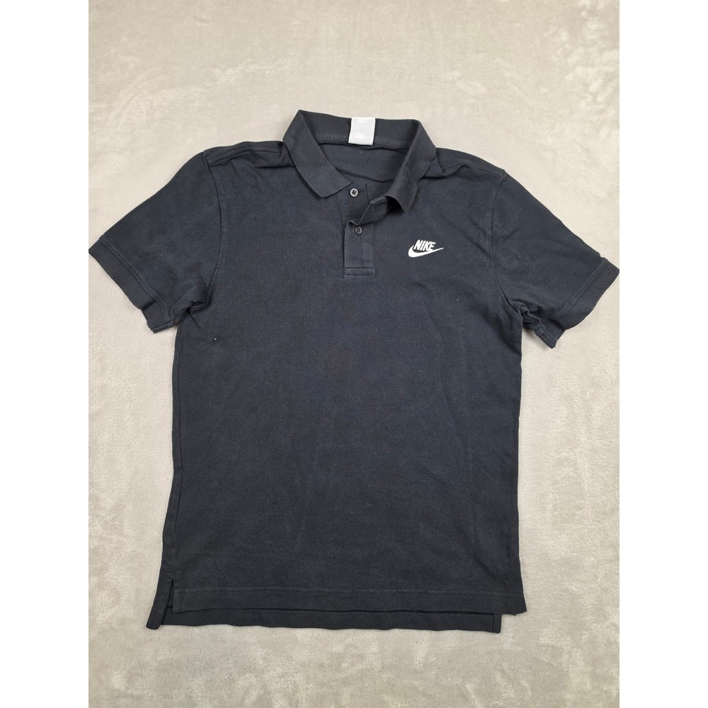 Nike Polo Shirt Mens Small Black CJ4456-010 Short Sleeve Cotton Pique Logo Faded
